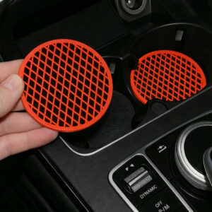 Araç Bardaklık İçi Izgara Mat 6.8 cm Siyah Kırmızı Cup Holder Bardak Altlığı Sert Plastik 2 Adet