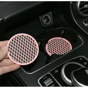 Araç Bardaklık İçi Izgara Mat 6.8 cm Siyah Pembe Cup Holder Bardak Altlığı Sert Plastik 2 Adet
