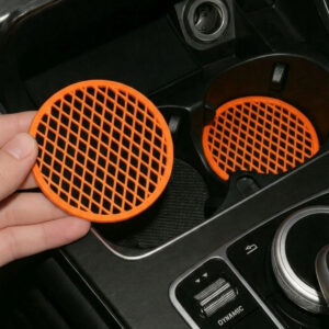 Araç Bardaklık İçi Izgara Mat – 6.8 cm Siyah Turuncu Sert Plastik Cup Holder Koruyucu 2 Adet