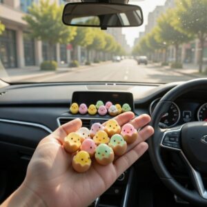 Sevimli Civciv Araba Torpido Süsü – Mini Civciv Araç Dekoru 4 Adet – Çift Taraflı Bantlı Oto Süs