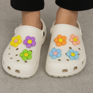 Terlik Jibbitz Süsü Seti Renkli Çiçek Papatya Tasarımlı 6’lı Terlik Jibbitz Süsü Seti