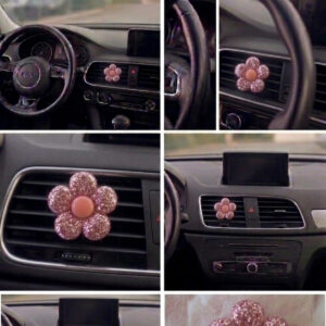 3'lü Pembe Simli Çiçek Araç İçi Klima Izgara Süsü | Oto Havalandırma Aksesuarı Şık Tasarım