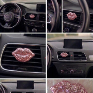 3'lü Pembe Simli Dudak Araç İçi Klima Süsü | Oto Havalandırma Izgara Aksesuarı Parlak Şık Tasarım