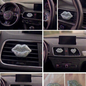 3'lü Gümüş Simli Dudak Araç İçi Klima Süsü | Oto Havalandırma Izgara Aksesuarı Parlak Tasarım